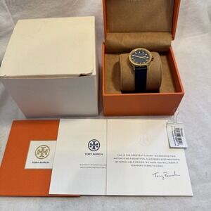 Tory Burch Watch TBW2001 Gigi Blue Dial Blue Leather Strap Women's‎ Gold Trim